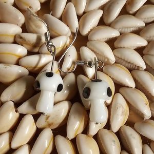 beautiful Alaska artisan hand made blown glass mushroom earrings